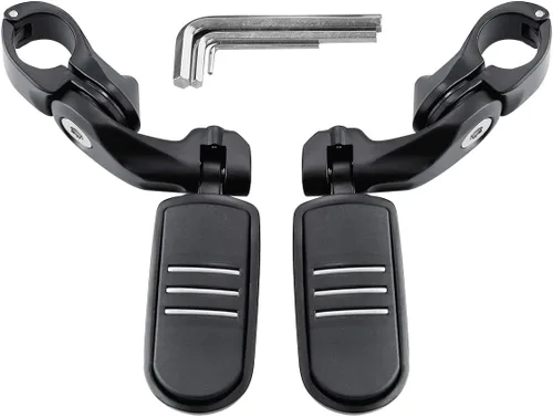 Miniatura 17 de TCT-MOTORPARTS Estriberas negras de 1/4 de pulgada y 1.25 pulgadas, estriberas ajustables para motocicleta en ángulo largo para Harley Touring Road