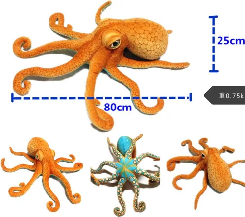 Miniatura 6 de YunNasi Pulpo de peluche grande animal marino de peluche realista pulpo suave juguete para niños 31.5 pulgadas