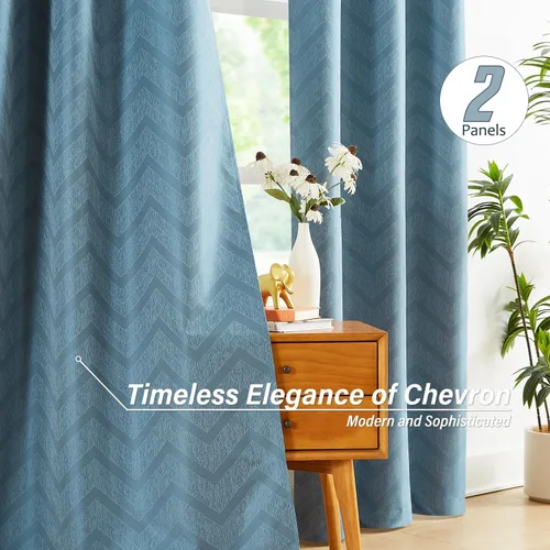 Miniatura 2 de Cortinas opacas para ventana de dormitorio o sala de estar, elegantes cortinas de ventana con patrón geométrico jacquard con respaldo blanco