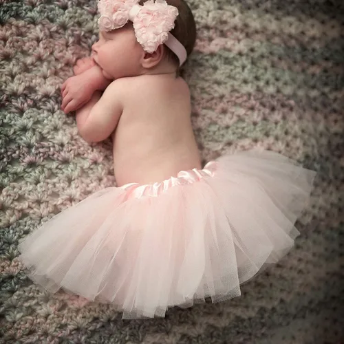 Miniatura 3 de My Lello Baby Tutú de tul para bailarina, 5 capas (0-3 meses de edad).