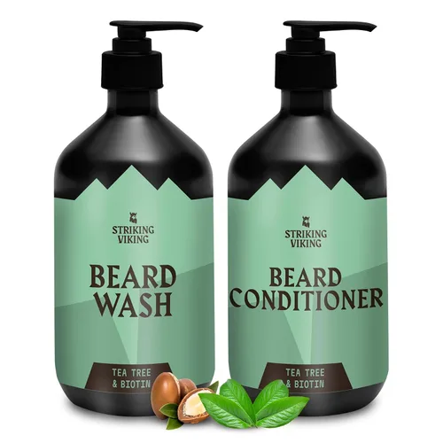 Miniatura 11 de Striking Viking Jabón/champú para barba de sándalo para hombres, 17 onzas, sin parabenos ni sulfatos, aceite de jojobal para todo tipo de barba