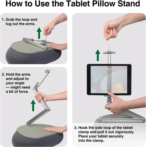 Miniatura 9 de elitehood Soporte de almohada alto para tableta, soporte de almohada ajustable para Kindle de brazo largo para leer en la cama, soporte de iPad