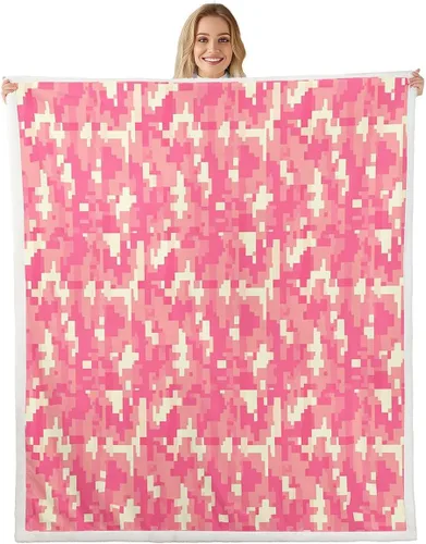 Miniatura 14 de Manfei Miner Style Grid Throw Blanket Green Pixel Shade Plaid Fleece Blanket Modern Geometric Games Cozy Throws for Bed Couch Sofa,Kids Boys Girls