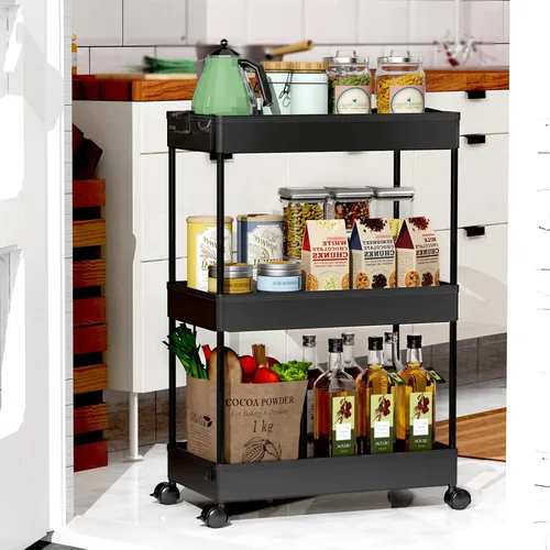 Miniatura 8 de SPACEKEEPER Carrito de Almacenamiento Rodante de 3 Niveles Organizadores de Carrito de Baño con Ruedas Organización de Cuarto de Lavandería Unidad