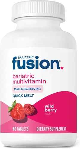 Bariatric Fusion Multivitamínico bariátrico con hierro Quick Melt | Vitaminas sin azúcar para manga gástrica y bypass gástrico | Sabor a bayas