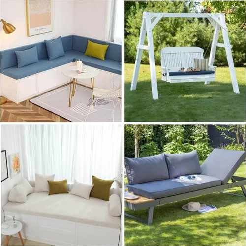 Miniatura 7 de Almohadilla para banco de patio, cojines de banco de jardín, cómoda almohadilla de asiento, tela de lino + núcleo de esponja de alta densidad, gris