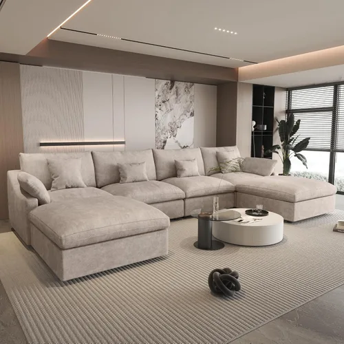 Miniatura 2 de WJShome Sofá Seccional Cloud Couch de 83 pulgadas para sala de estar, sofá seccional modular relleno de plumón, sofás en forma de L con otomana