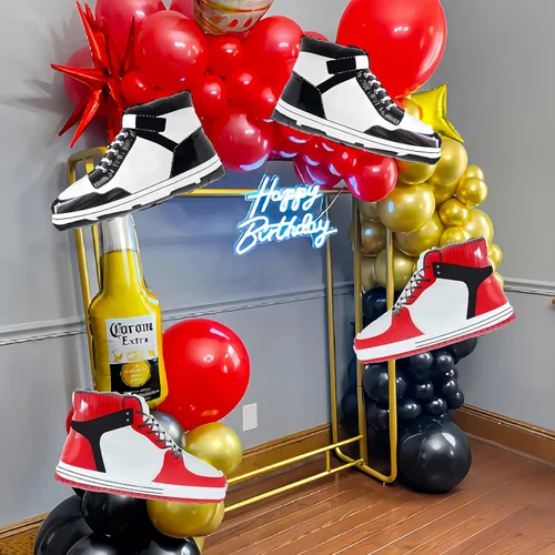 Miniatura 5 de Globo de Zapatos de Niño/Zapatillas de Baloncesto/Tenis con Logo de Deportes/Globo de Aluminio/Marca de Verificación de Zapatos/Decoración