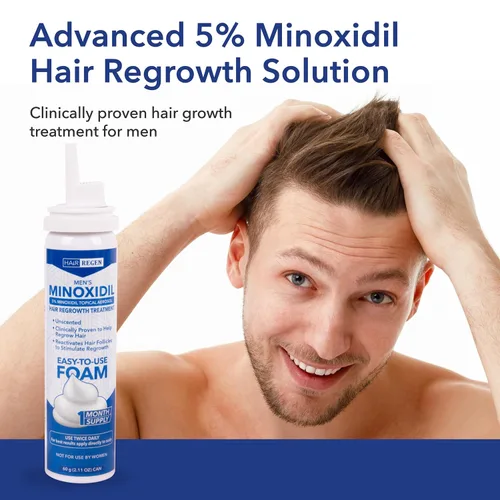 Miniatura 9 de Hair Regen Minoxidil Foam para hombres 5% - Tratamiento de crecimiento del cabello para hombres para él - Espuma tópica Minoxidil para hombres