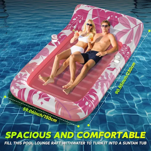 Miniatura 6 de CACSPS Flotadores inflables de piscina para adultos, sillas flotantes con portavasos, flotadores de piscina resistentes para diversión acuática