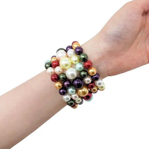 Miniatura 3 de Conjunto de 5 pulseras elásticas de perlas sintéticas para mujer