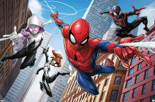 Trends International Marvel Comics - Póster de pared de Spider-Man - Web Heroes, 22.375 x 34 pulgadas, versión premium sin marco