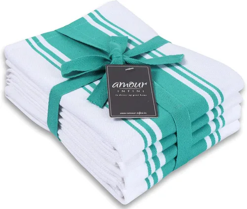 Miniatura 26 de AMOUR INFINI Toallas de cocina 100% algodón, paquete de 4, altamente absorbentes, de secado rápido, toallas de cocina a rayas de primera calidad
