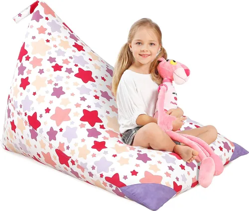 Miniatura 6 de Aubliss Funda para puf de almacenamiento de animales de peluche, 50 x 35 pulgadas, puff de terciopelo extra grande para niños y adultos, con Velvet