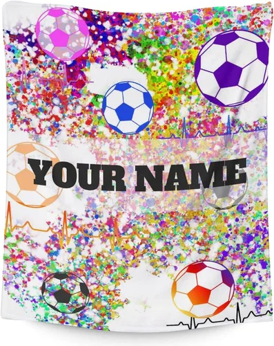 Miniatura 9 de Manta de fútbol para regalar – Manta deportiva de 30 x 40 pulgadas para adultos y niños, mantas coloridas de felpa suave para sofá, oficina
