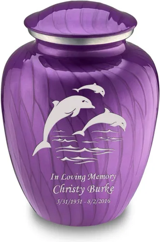 Miniatura 19 de Geturns Embrace - Urnas de cremación personalizadas de delfines para cenizas humanas, urna funeraria grande de color rojo brillante para mujeres