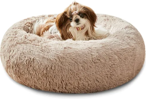 Miniatura 74 de WESTERN HOME WH Cama calmante para perros y gatos, dona acogedora anti-ansiedad, cama redonda cálida y acogedora de piel sintética, suave y azul