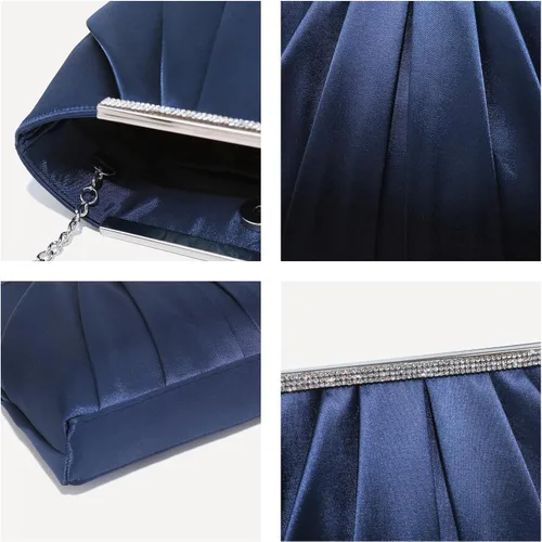 Miniatura 5 de Dasein - Bolsos de mano elegantes con pliegues para mujer, bolsos formales de noche con diamantes de imitación para bodas, fiestas, graduaciones