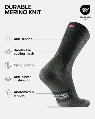 Miniatura 2 de DANISH ENDURANCE Calcetines de senderismo de lana merina, acolchados, para hombres, mujeres y niños