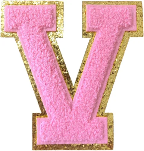 Miniatura 124 de GYGYL - 3 parches de letras deportivas de felpilla con purpurina, parches para planchar de tamaño grande para decoración de disfraces