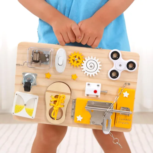 Miniatura 6 de Jumble Dream Tabla de actividades Montessori de madera para niños pequeños y juguetes educativos sensoriales para actividades para autismo y TDAH