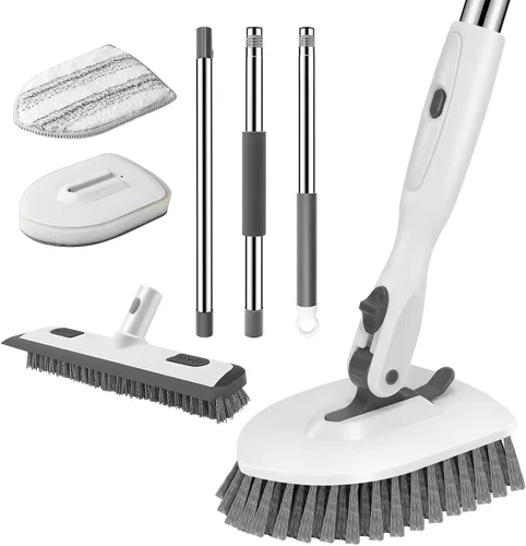 Miniatura 11 de SetSail Cepillo de ducha 3 en 1 con mango largo ajustable de 52 pulgadas y 3 cabezales de cepillo de repuesto desmontables para limpiar baño