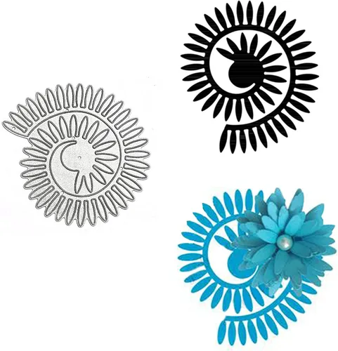 Miniatura 3 de Troqueles de metal de flores en espiral 3D, guirnalda de flores de margarita, plantillas cortadas para manualidades, álbumes de recortes, fotos