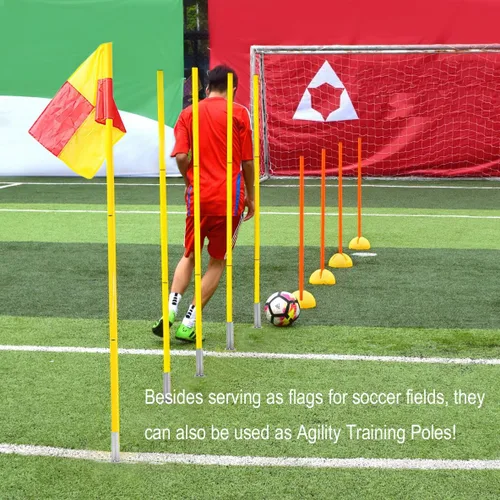Miniatura 4 de Banderas de árbitro de linesman de fútbol de fútbol,Banderas de esquina Banderas de fútbol portátiles Postes de fútbol,Equipo de fútbol de regate