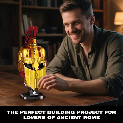 Miniatura 4 de Ideas Casco de Centurión Romano Juego de Construcción, Modelo de Exhibición para el Hogar de Casco de Soldado Genial Coleccionable, Compatible