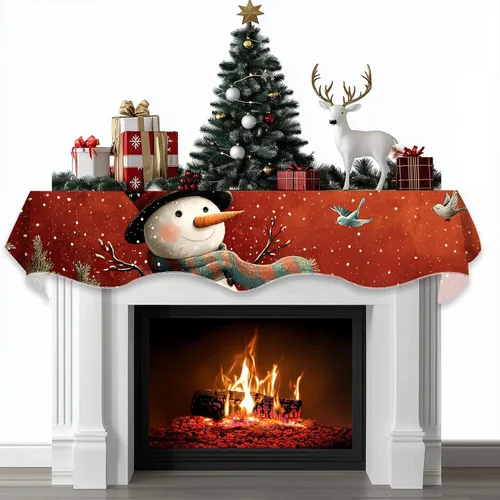 Miniatura 11 de BVBOX Bufanda Decorativa para Repisa de Chimenea Navideña, Cubierta Corredor para Repisa de Chimenea de Navidad e Invierno