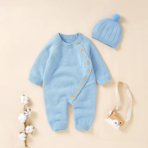 Miniatura 5 de Ursobutegl Conjunto de suéter de punto para bebé recién nacido con suéter de manga larga con gorro cálido