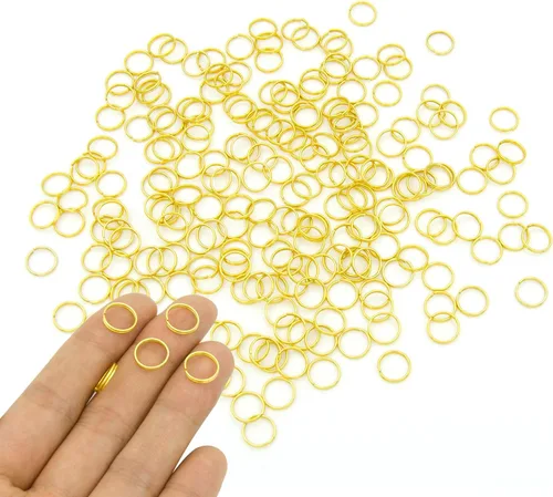 Miniatura 15 de 200 piezas de mini anillo de salto dividido de 0.394 pulgadas con doble bucles, pequeños anillos redondos de metal negro, conectores para hacer