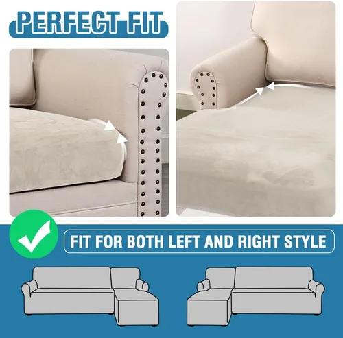 Miniatura 132 de H.VERSAILTEX Funda de cojín elástica de terciopelo para sofá, funda de cojín de felpa para silla, sofá biplaza o sofá, protector de muebles, cojín