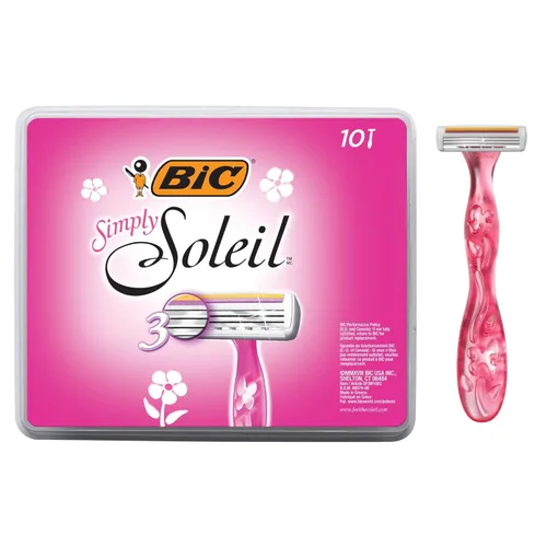 BIC Soleil Simply Smooth - Maquinillas de afeitar desechables para mujer, 3 cuchillas con tira de humedad para un afeitado suave y sedoso, juego de