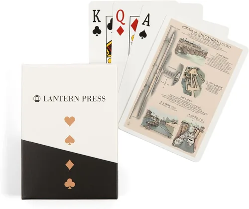 Lantern Press Ballard Locks Technical, 52 Playing Cards for Adults, Poker Size Card Deck