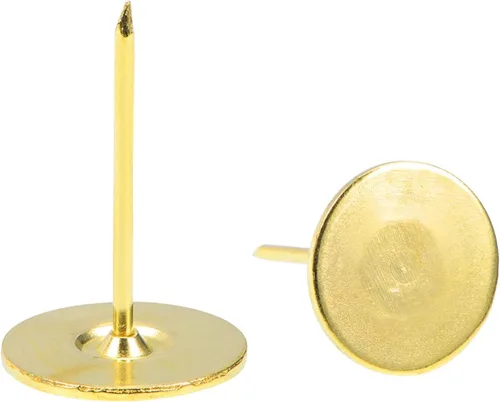 uxcell 30 tachuelas de tapicería, 0.748 in x 1.181 in, cabeza plana, uñas decorativas para muebles, sofá, cabeceros, color dorado