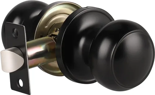 KNOBWELL - Manija para puerta de paso clásica, color negro mate, para puertas interiores, de pasillo y armario, paquete de 1