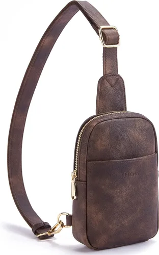 Miniatura 156 de Telena Riñonera pequeña para mujer, de cuero, cangureras, bolsa de pecho para mujer