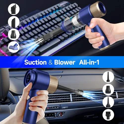 Miniatura 2 de Vizeusvac Aspiradora para Automóvil, 16000PA Mini Aspiradora para Auto Inalámbrica Potente, 7 en 1 Aspiradora de Mano Portátil Inalámbrica con Luz