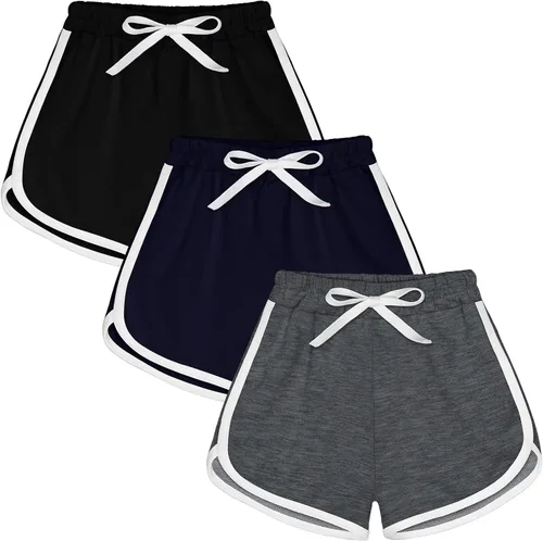 Ruisita Pantalones cortos deportivos de 3 piezas para niñas y niños, pantalones cortos de entrenamiento de verano para niños pequeños, Blanco