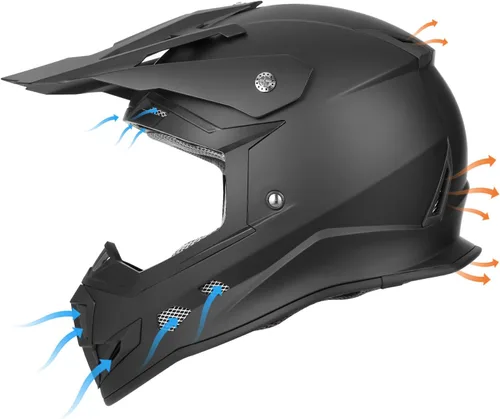 Miniatura 7 de GLX GX23 - Casco para bicicleta de tierra/motocross - Negro mate, L - Aprobado por el Departamento de Transporte de EE. UU