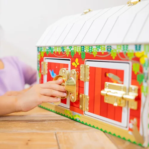 Miniatura 5 de Melissa & Doug – Juego sensorial de cierres para granero, juguete de puertas y cerraduras, animales de granja, para niños mayores de 3 años
