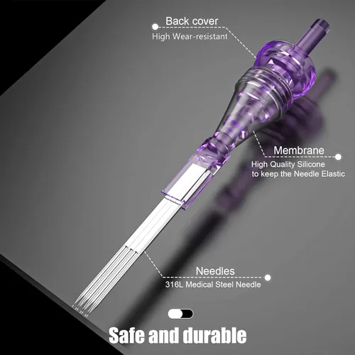 Miniatura 2 de Wormhole Tattoo Agujas de cartucho, 20 cartuchos desechables de aguja de tatuaje 7M1, estándar de 7 pilas Magnum para bolígrafo de tatuaje, máquina