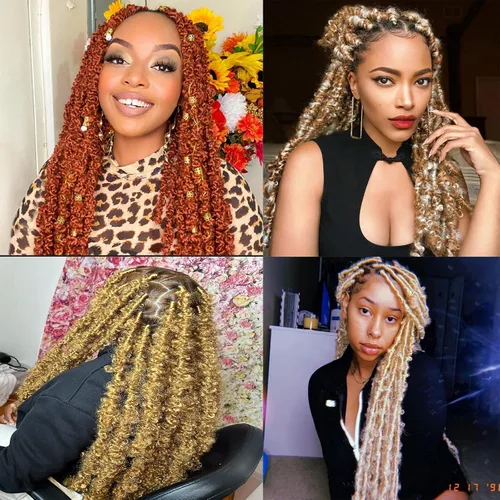Miniatura 18 de ZRQ Butterfly Locs Cabello de Ganchillo Corto 6 Paquetes Negro Cabello Bob de Ganchillo 8 Pulgadas Locs Sintéticos Desordenados Desgastados Trenzas