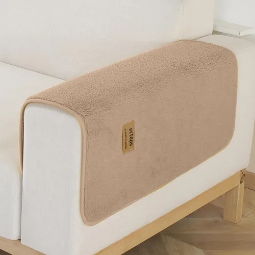 Miniatura 2 de vctops Fundas para sofá de forro polar sherpa, funda de sofá modular de felpa súper suave y cálida, funda antideslizante de lujo, protector de Café
