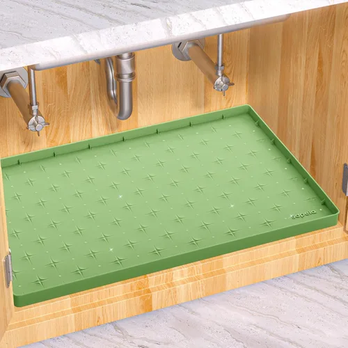 Miniatura 15 de Sdpeia - Tapete para debajo del fregadero, tapete impermeable de silicona mejorado, para proteger los gabinetes de cocina, organizadores y alacenas