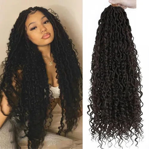 Miniatura 10 de LMZIM Cabello de ganchillo Goddess Locs de 14 pulgadas, 8 paquetes de Faux Locs trenzas de ganchillo para mujeres negras, cabello de ganchillo #2