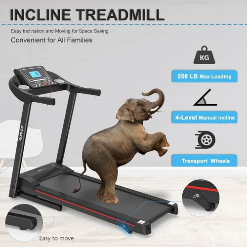 Miniatura 6 de Caminadora plegable con inclinación, máquina eléctrica para caminar, pantalla LCD de 5 pulgadas, música Bluetooth, capacidad de 250 libras