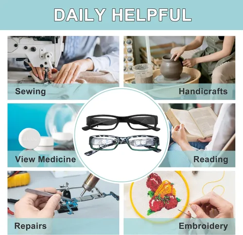 Miniatura 5 de Gafas de lectura con luces LED brillantes, lentes de lectura iluminadas, lupas con luz para hombres y mujeres, lupa iluminada, lentes de lectura