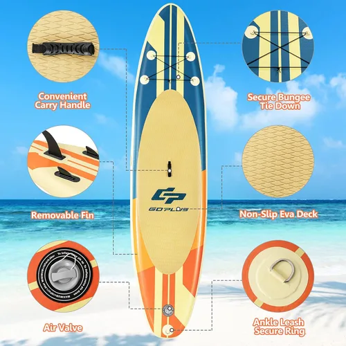 Miniatura 4 de Goplus Tabla de remo inflable de pie, 10/10.5 pies/11 pies SUP 6 pulgadas de grosor con accesorios de primera calidad, paleta de aluminio ajustable